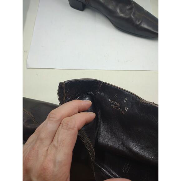Coach Rossi P016 Pointed Toe Brown Leather Ankle Boots Booties Women's Size 6B - Picture 4 of 16